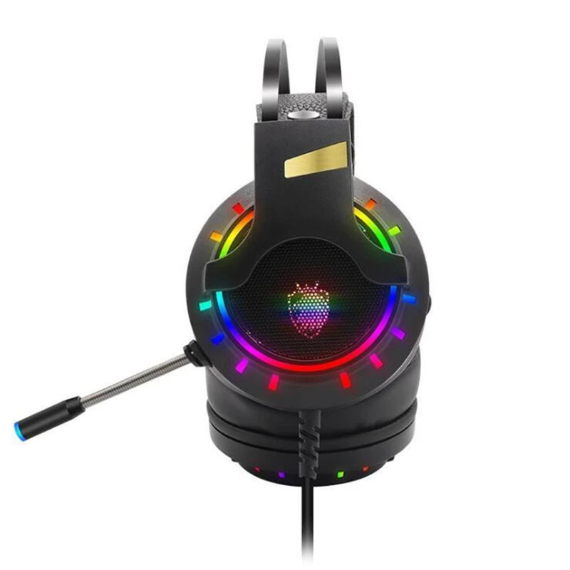 Игровые наушники гарнитуры с микрофоном USB 7,1 Стерео Игровые наушники анти-шум бас RGB светильник для ПК компьютера геймера