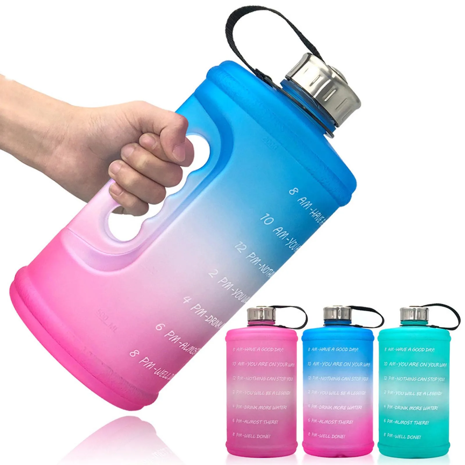 

2.2L Frosted Gradient Plastic Drinking Bottle Bouncing Cup Sports water Bottle Space Cup Outdoor Sports Hiking Camping Kettle