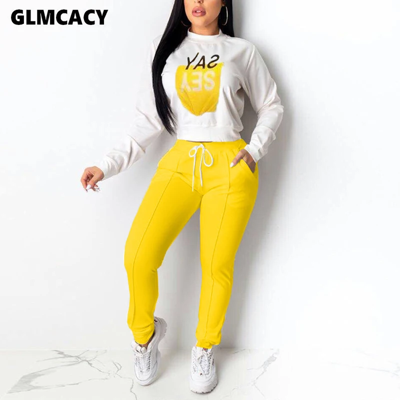 Женский осенний спортивный костюм из двух предметов пуловер с длинным рукавом и