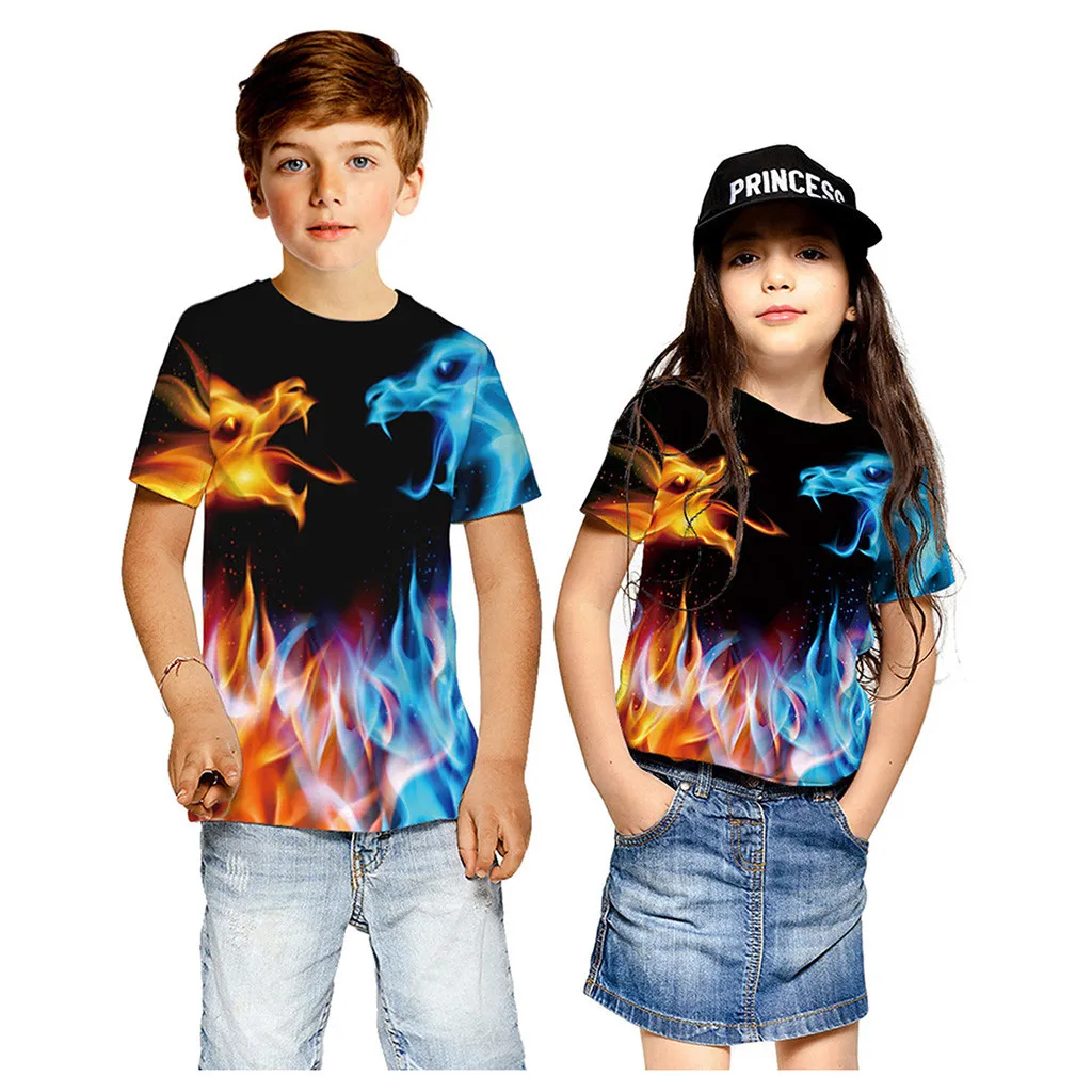 

LONSANT children Tops 3D colorful geometry Printed Cartoon T-Shirt Tops shirts Teen Kids Girls Boys Kids Clothing summer clothes
