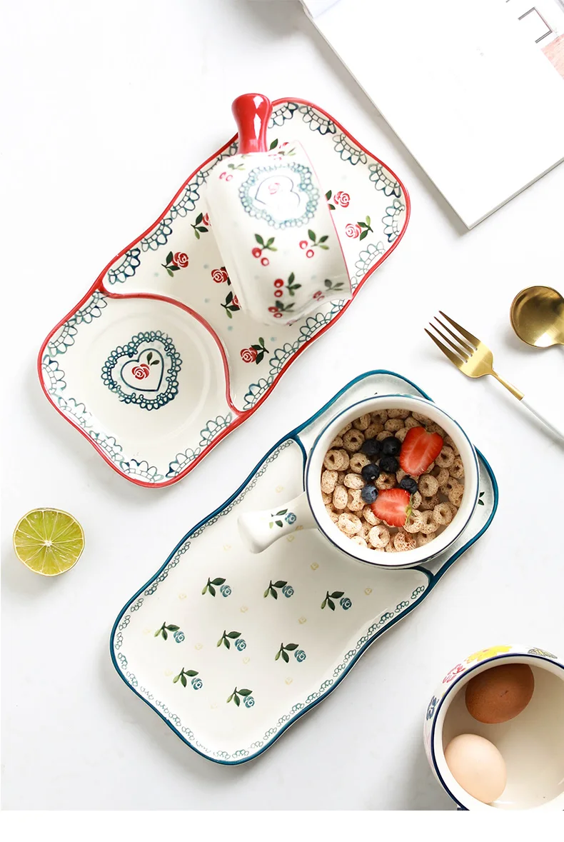 

Hand-painted Tableware with American National Style and Domestic Western Food Dish for Breakfast