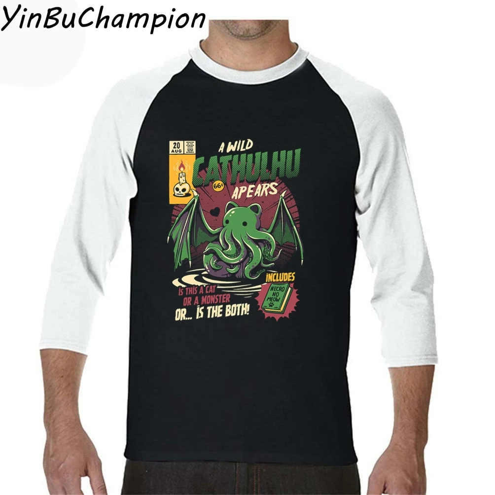 Wild a Cathulhu T shirt funny cat Cthulhu t-shirt men print men's male long sleeve custom boy shirts |