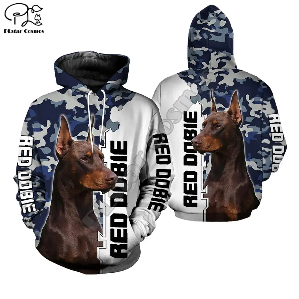 

Men Unisex red dobie limited 3d dog print zipper hoodie long sleeve Sweatshirts jacket autumn pullover tracksuit G14