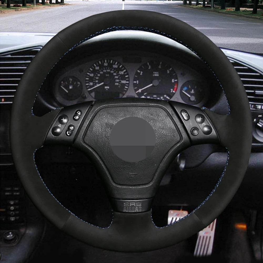 Сделай Сам сшитая вручную черная замшевая искусственная кожа для BMW 3 серии E36