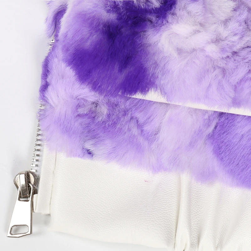 

Nerazzurri autumn winter short colorful warm cropped faux fur jacket women long sleeve zipper pockets Fluffy furry jacket women