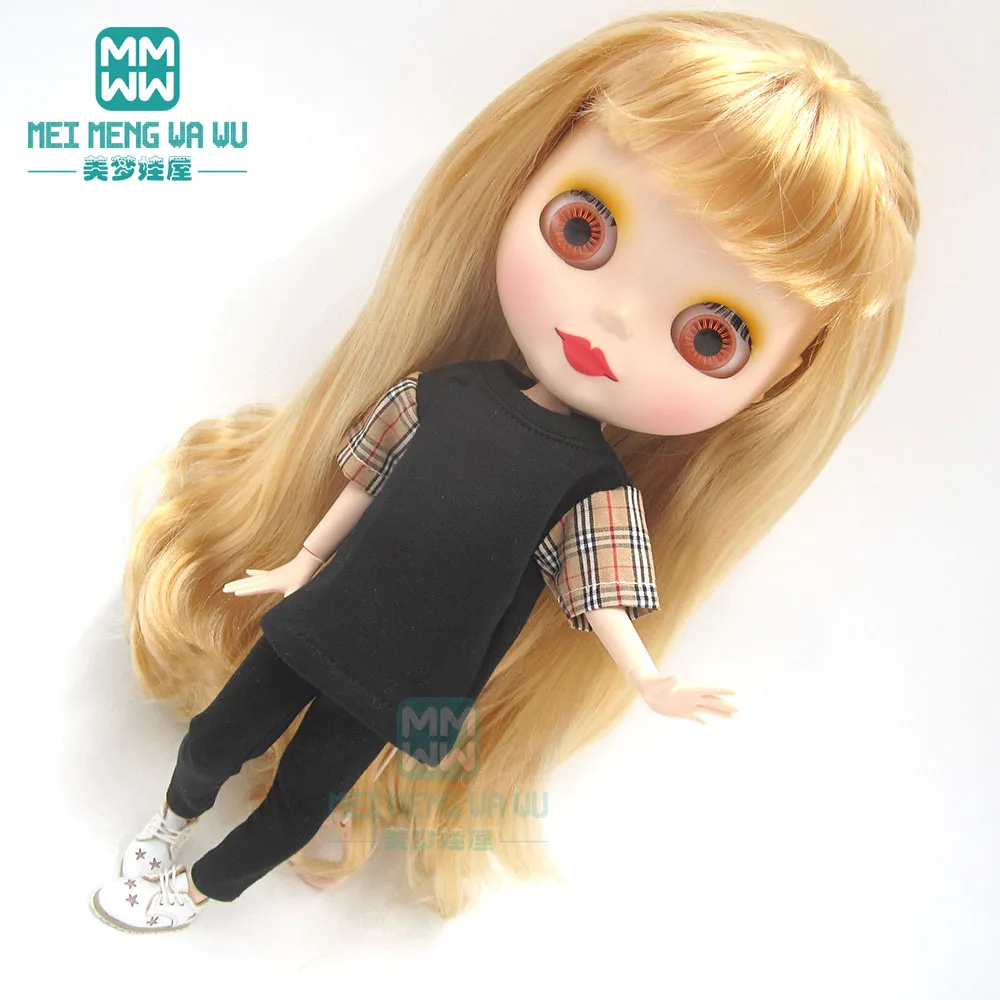 Blyth кукольная одежда модная клетчатая рубашка, топ, шорты, обувь для OB23 OB24 кукла azone аксессуары