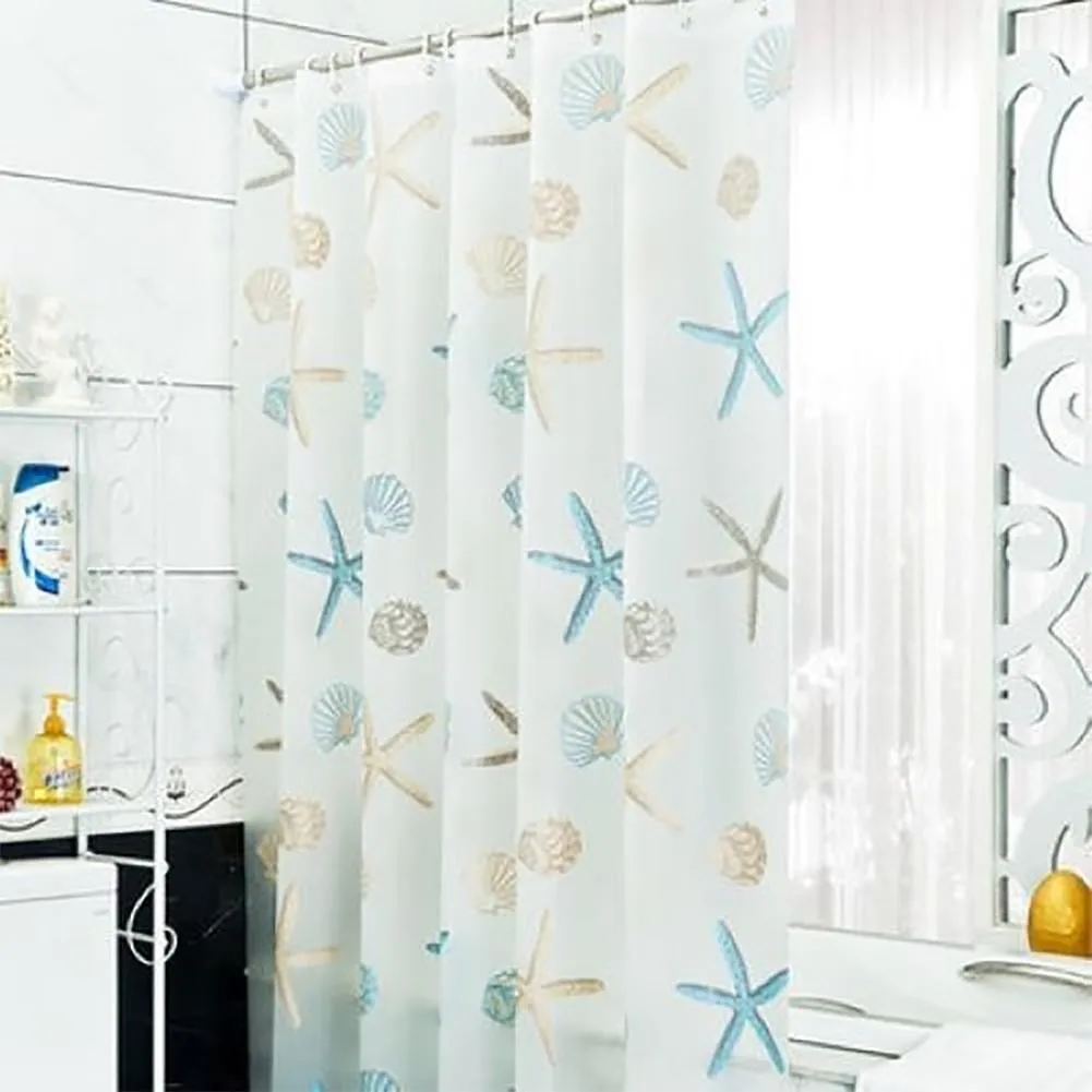 

180*180cm Modern Shower Curtain Cartoon Print Partition Waterproof Mildew PEVA Bathroom Curtain With 12 Hooks