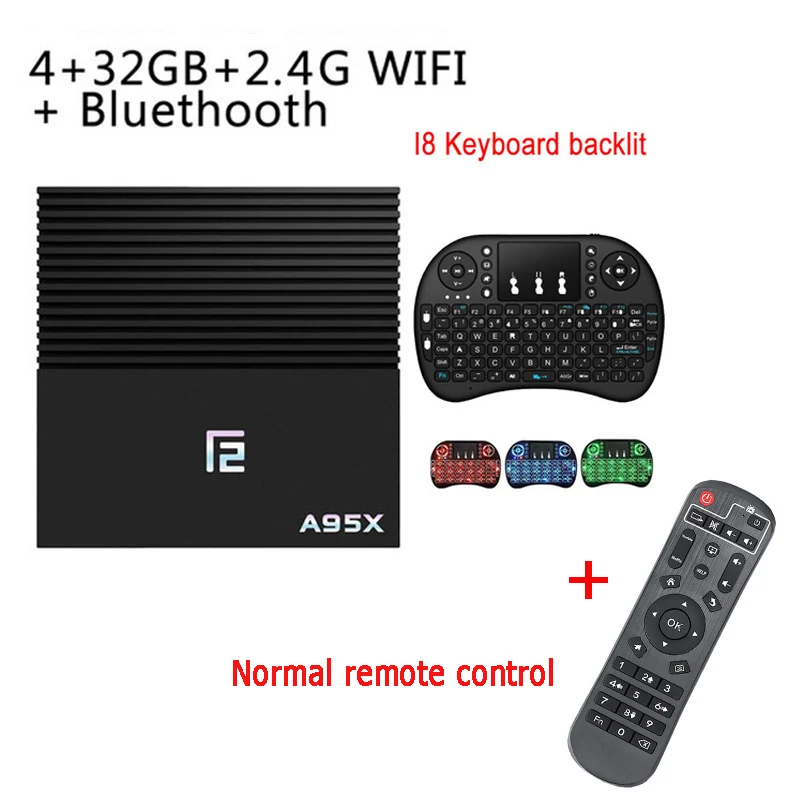 4 32GB I8 Backlit ТВ-бокс Android 9,0 Amlogic S905x2 A95XF2 Smart tv box 4 GB/2 GB 64GB 4K HD H.265 BT4.2 wifi 2,4/5G Google Play Netflix телеприставка - Цвет: 4 32GB I8 Backlit
