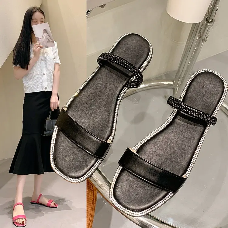 

Женские босоножки, яркие сандалии, женские летние сандалии с блестками, пляжные тапочки, плоская подошва, 2021