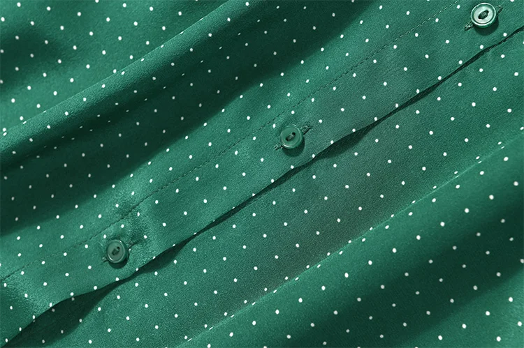 Женская рубашка с длинным рукавом блузка из шелка тутового крепа в зеленый