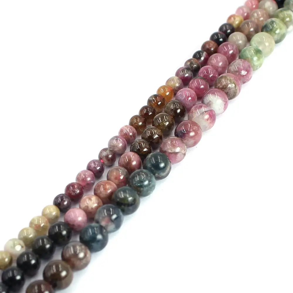 

Free Shipping 6 7 8mm Round Natural Gems Stone Mixed Muliticolor Tourmaline Beads 15inch