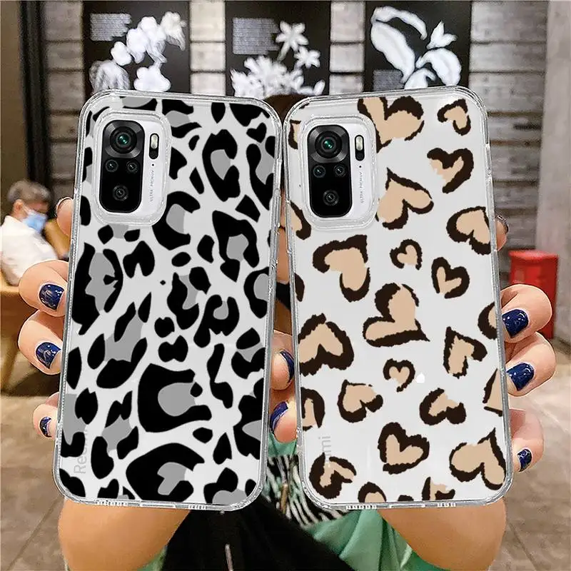 

Leopard Fashion print Aesthetics Phone Case Transparent for Xiaomi mi 10T 11 Redmi note 7 8 9 9S 10 9A 9T pro