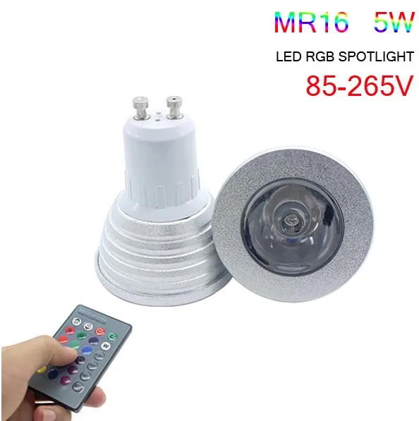 Lowest price RGB lamp led E27 E14 GU10 GU5.3 85-265V LED Bulb Spotlight with 24Keys IR Remote Controller 5W Lamp | Освещение