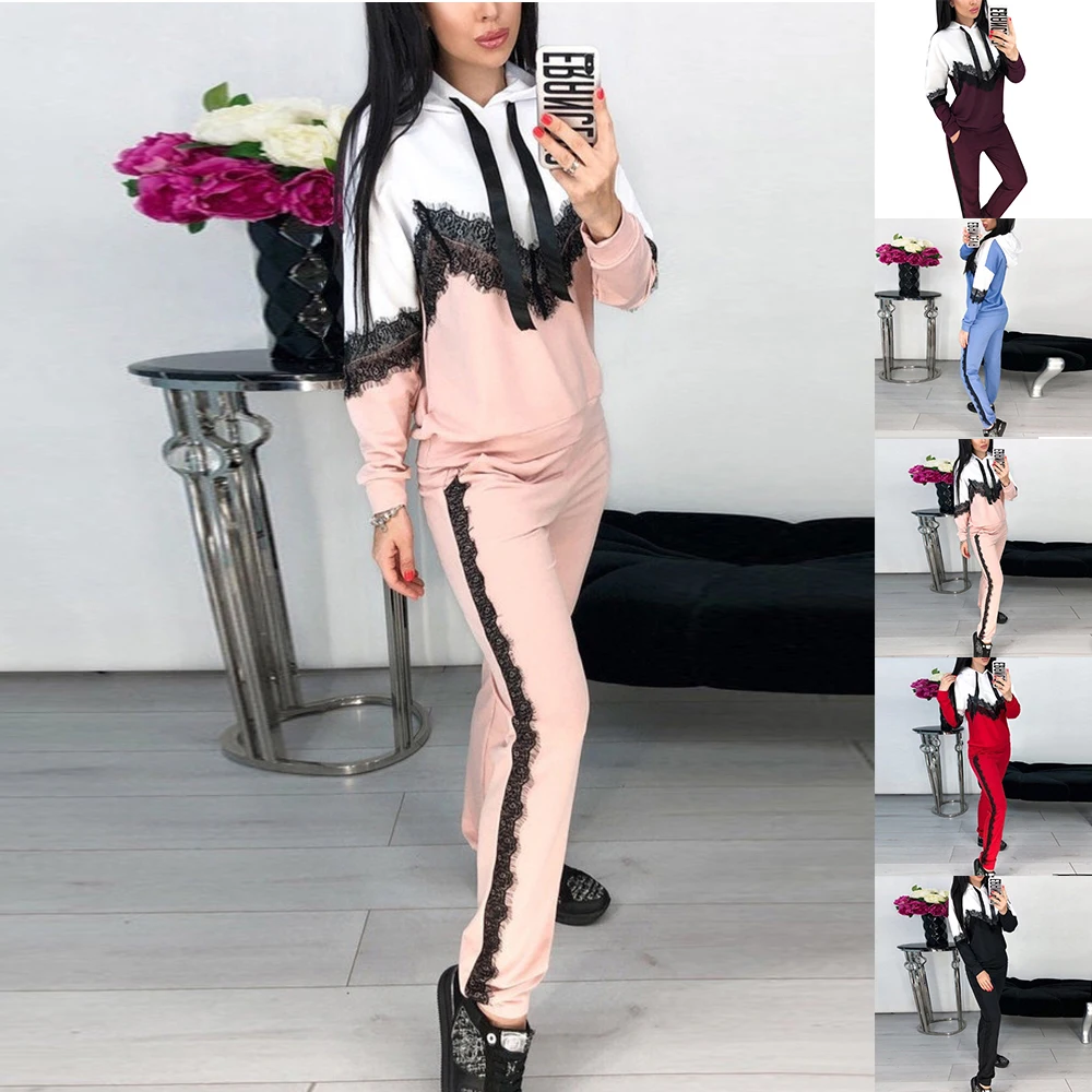 Спортивный костюм женский кружевной комплект из 2 предметов толстовка с