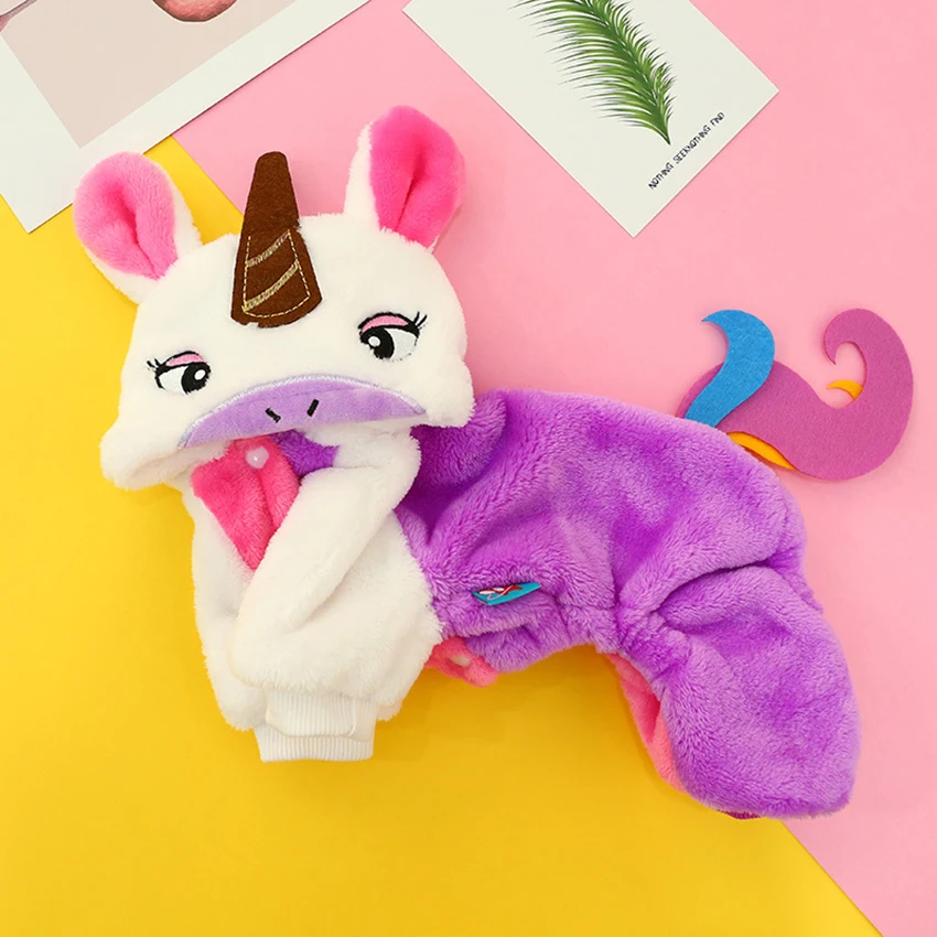 

Unicorn Pet Clothes Rainbow Unicorn Dog Cat Overalls Dog Clothes Teddy French Bulldog Chihuahua Puppy Fall Winter Cat Clothing