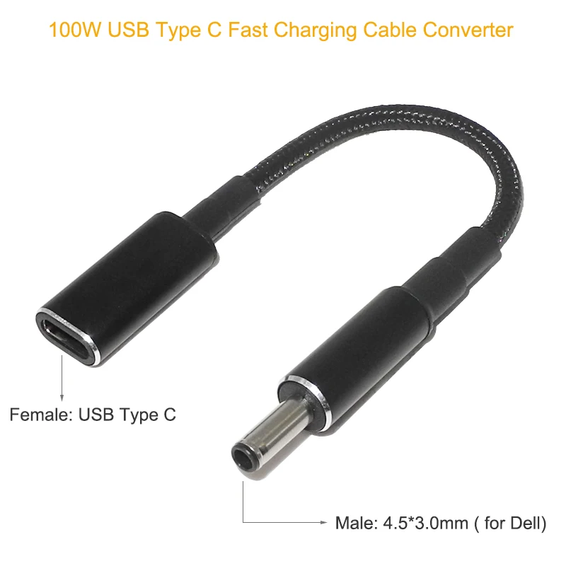 Type C to 4.5x3.0mm Plug Converter 100W USB C PD Fast Chargi
