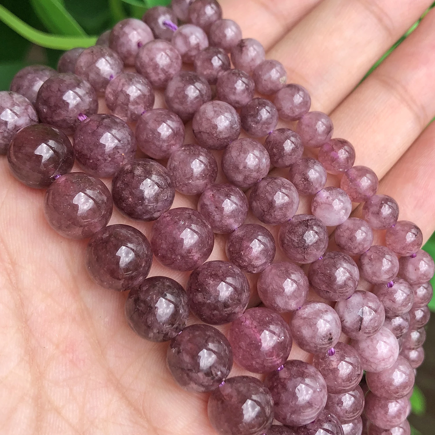 Бусины из натурального камня Lepidolite круглые бусины россыпью для изготовления