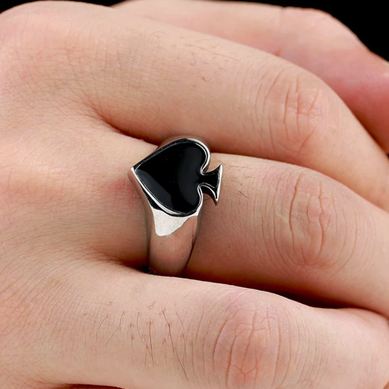Высококачественное черное кольцо с лопатой Крутое мужское и женское байкерское