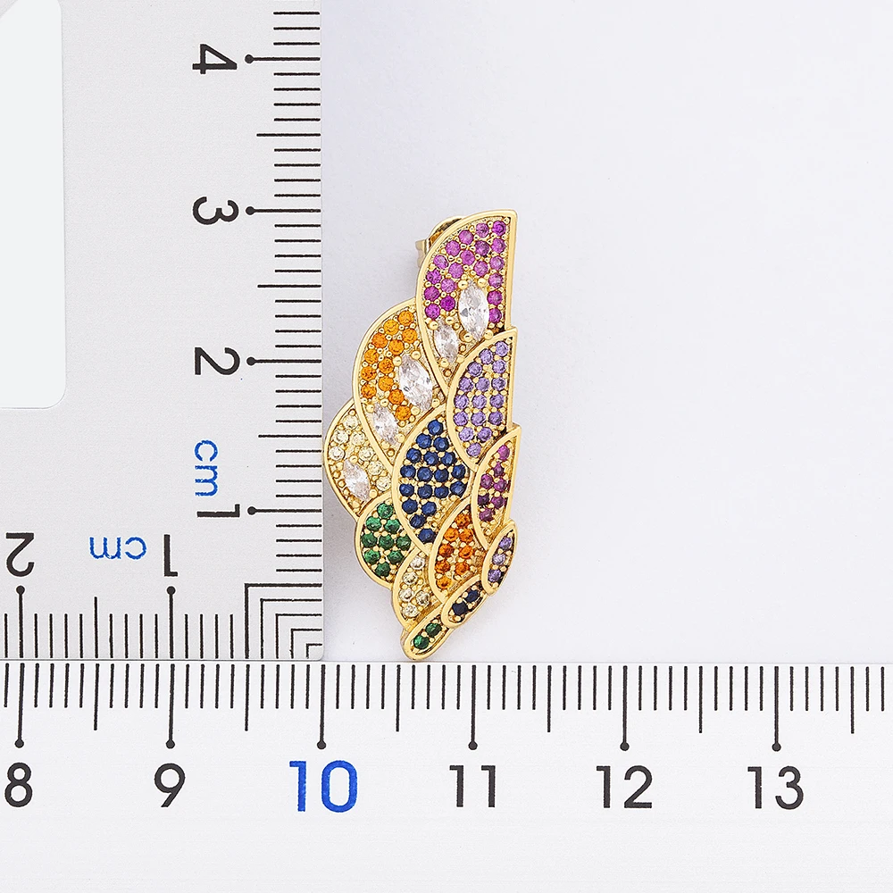 Богемные классические серьги в форме Павлиньего хвоста медные циркониевые