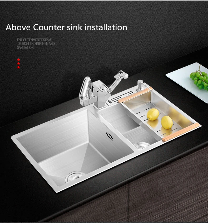 304 нержавеющая сталь матовая кухонная раковина двойная чаша миска над прилавком