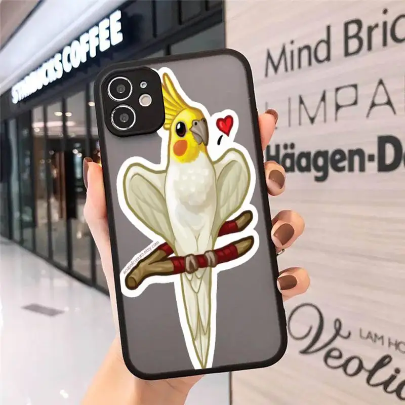 

Cartoon parrot Phone Case Matte Transparent for iPhone 7 8 11 12 s mini pro X XS XR MAX Plus mobile bags