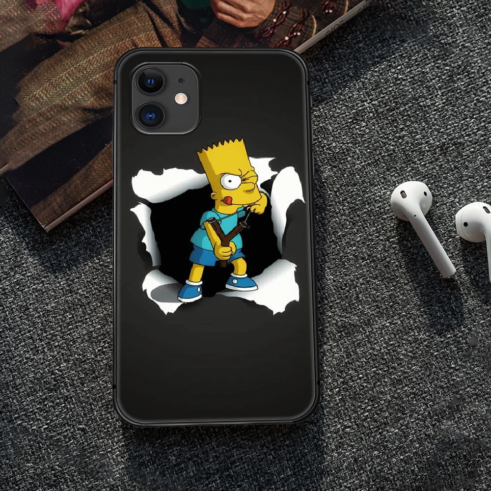 

funny Simpson cartoon Phone Case Cover Hull For iphone 5 5s se 2020 6 6s 7 8 12 mini plus X XS XR 11 PRO MAX black Cell Pretty
