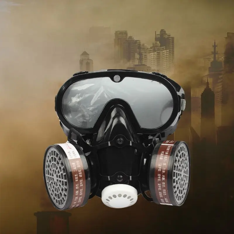 

2 in 1 Industrial Dustproof Mask Anti-dust Anti-toxin Goggle Eyes Nose Mouth Protection Respirator Gas Mask Safety Chemical Face