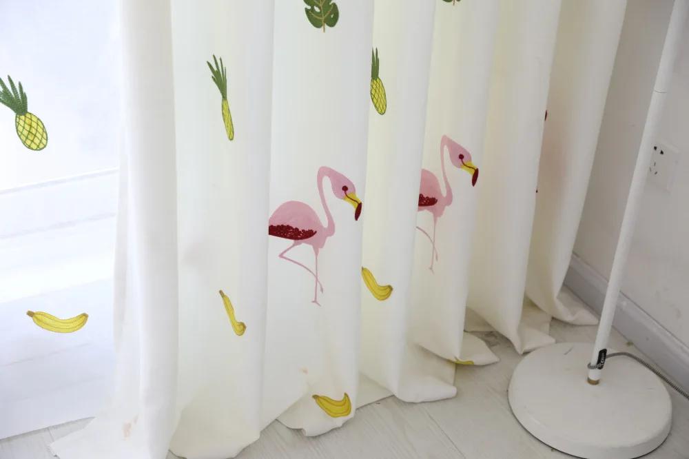 Шторы в скандинавском стиле детские занавески с вышивкой виде фламинго
