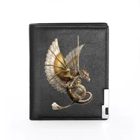 high quality classic steampunk dragon printing leather wallet credit card holder short purse