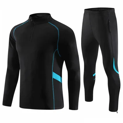 black blue Осенне-зимняя детская одежда на полумолнии Спортивная одежда для взрослых мужчин и женщин футболка с длинными рукавами для футбола - Цвет: black blue