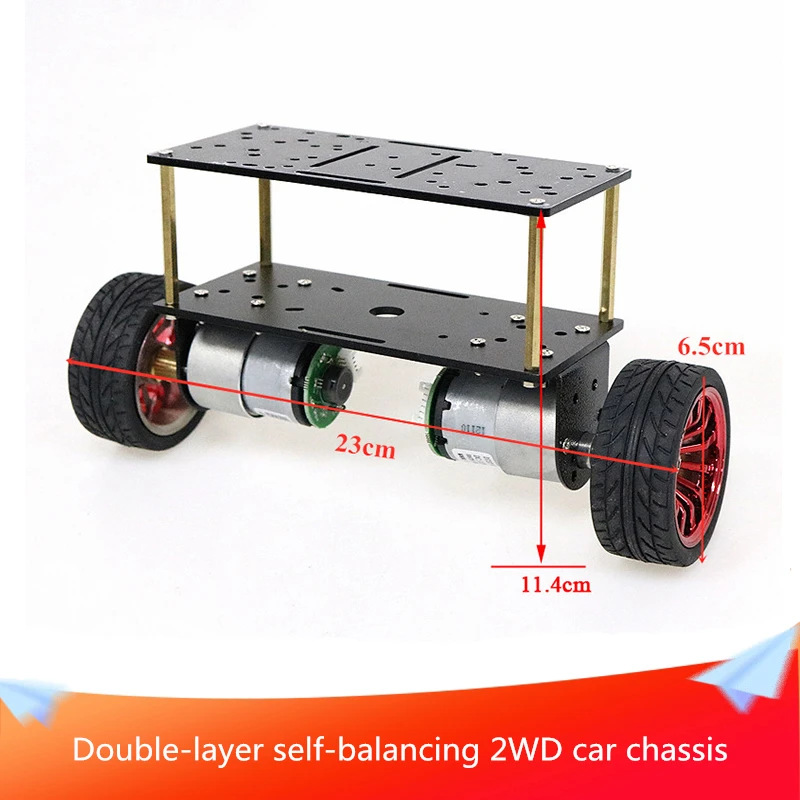 

Double-layer Self-balancing 2WD Car Chassis DIY Self-balancing Car Chassis Model Aluminum Alloy Robot Frame RC Toy for Study