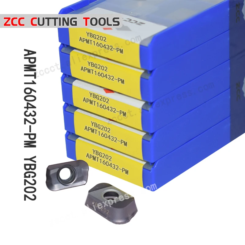 

50pcs ZCC Milling Tips APMT160432-PM YBG202 Carbide Cutting Tool Insert APMT 160432 PM Radius 32 For Cnc Mill Lathe Metal Cut