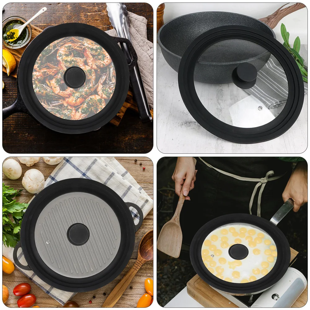 

1Pc Multi-function Pot Lid Visible Universal Toughened Glass Silicone Pot Cover