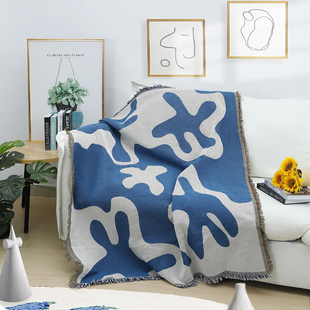 Casual Abstract Blankets Decoration Blue Blanket Carpet Sofa Leisure Single Tapestry Throw |