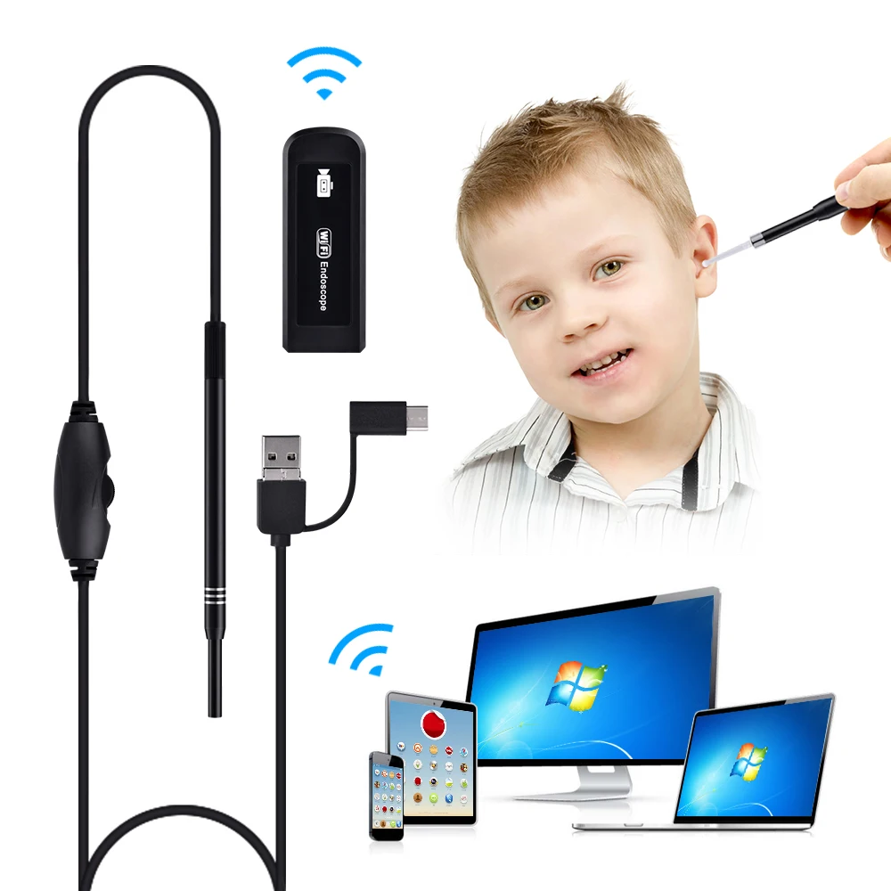 WIFI ушной отоскоп для очистки ушей эндоскоп HD визуальный уход за ушами ложка 5 мм