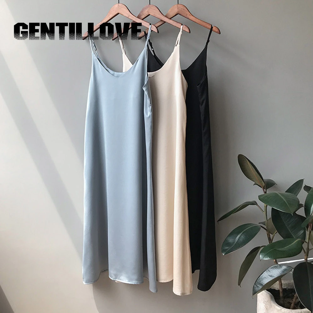 Платье женское атласное на бретельках милое пикантное однотонное вечерние нее