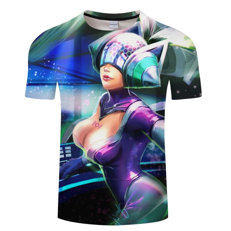 League Of Legends Akali T-Shirt Men Women Fasion 3d Printed T Shirt LOL Game Character Pattern Design Tshirt Breathable Tops