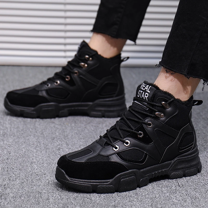 UPUPER/модные мужские военные ботинки уличные теплые зимние нескользящие кроссовки