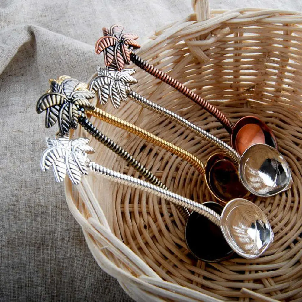 Винтаж Королевский стиль Кокосовая пальма Чай Портативный Кофе ложка для