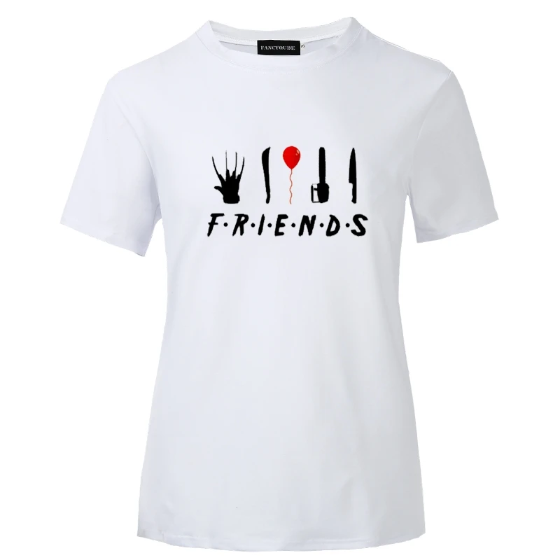 W22477WT Футболка с готическим рисунком Friends Tee Harajuku женская футболка с буквенным принтом с коротким рукавом и круглым вырезом Женские топы - Цвет: W22477WT