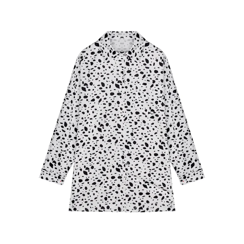 

GOOHOJIO 2020 New Splash Ink Pattern Vintage Women Shirts Fashionable V-neck Long Sleeve Blouse Women Autumn Ladies Streetwear