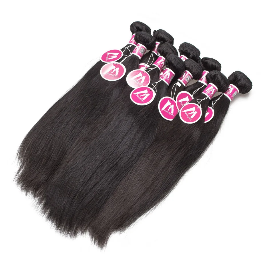 Maxglam Оптовая Продажа Натуральные волосы пучки прямые бразильские переплетения