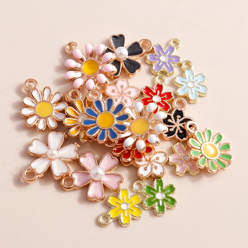 10 шт. милые эмалевые подвески с цветами маргариток Сакару для ожерелья браслета