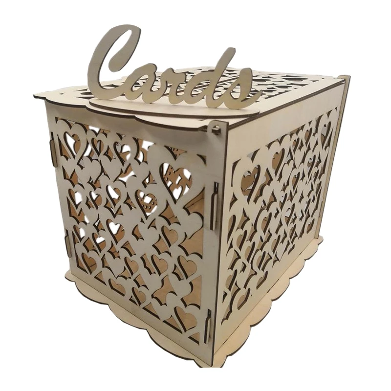 DIY коробка для свадебных карт с замком деревянная цветная подарочная денег день