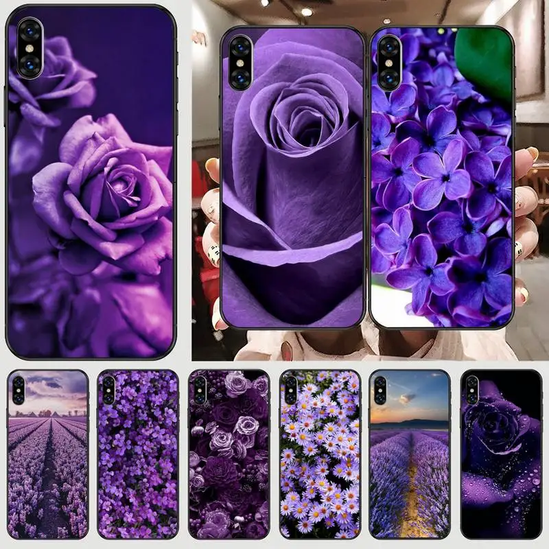 

Purple Watercolor flower Dandelion Lotus Lavender Phone Case For Black-Iphone 5 5s se 6 6s 7 8 11 12 X Xs Xr Pro Plus Max Mini
