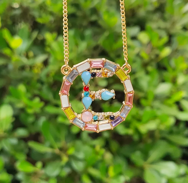 Лидер продаж ожерелье с кулоном из золотого циркония женское Радужное колье