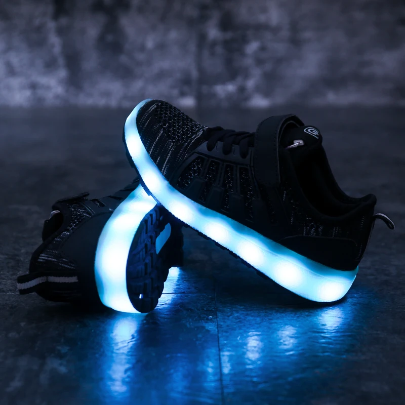 

Blue Pink Black 2018 New 25-37 USB Charger Glowing Sneakers Led Children Lighting Shoes Boys/Girls illuminated Luminous Sneaker
