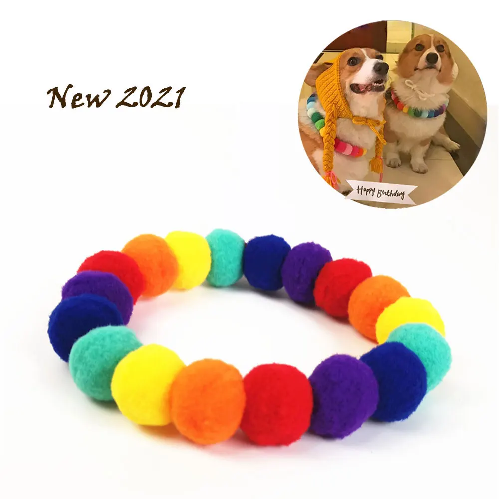 

New Pet Dog Necklace Adjustable Rainbow Decoration Cat Collar Puppy Decoration Accessories Pet Christmas Gift