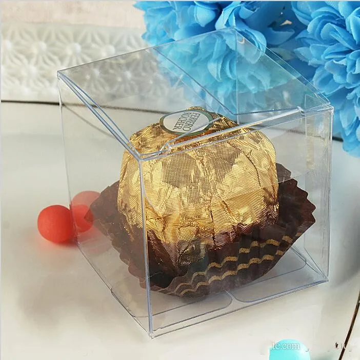 

50pcs/lot 8*8*8 cm Universal Square Clear PVC Packaging Box Plastic Containers Fruit Gift Box Candy Chocolate Cake Box
