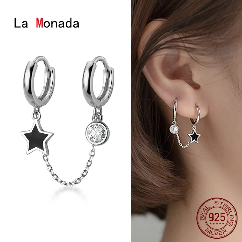 

La Monada 925 Silver Woman Earring Dangle Star Card Ear Piercing 925 Silver Jewelry Small Hoop Earrings For Women Female Girls